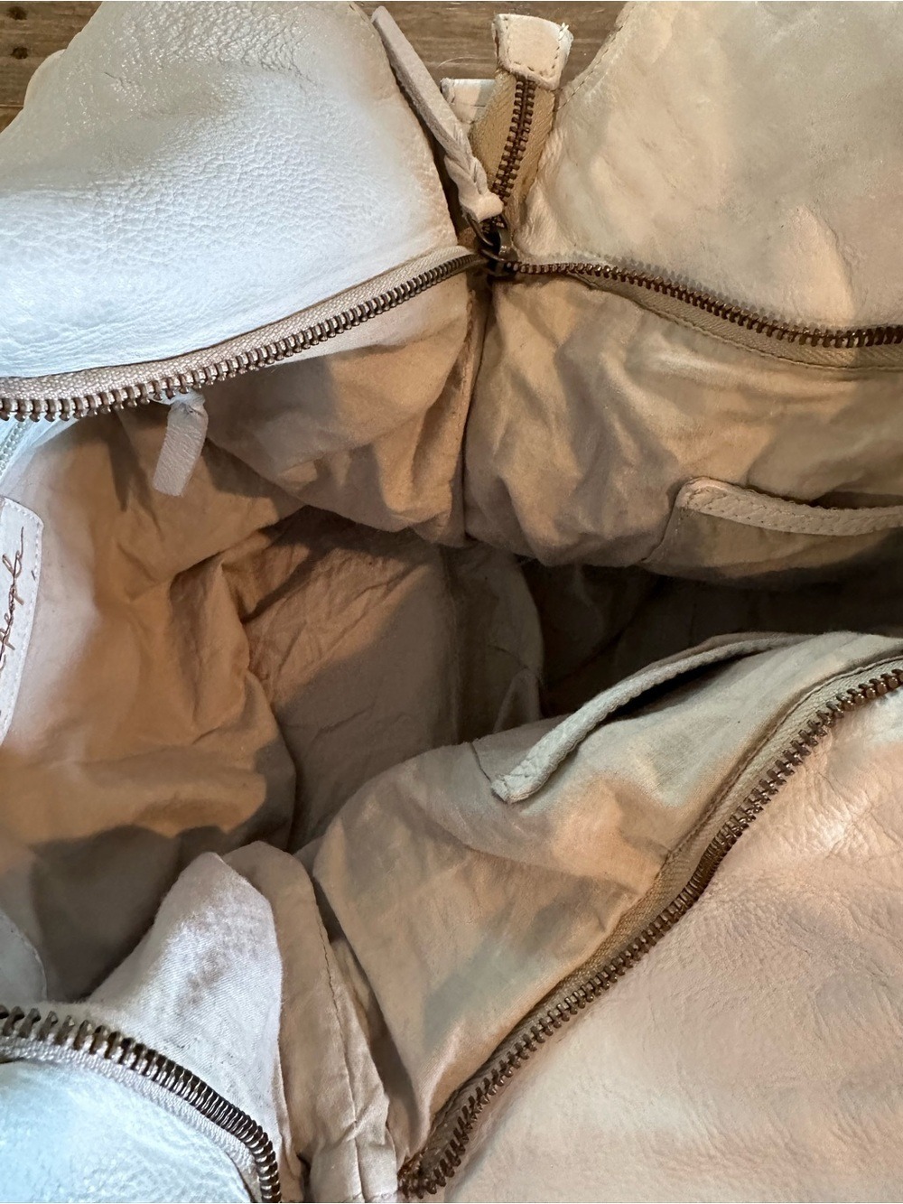 Free People Llana Woven Cream Leather Large Tote Bag - Picture 4 of 6